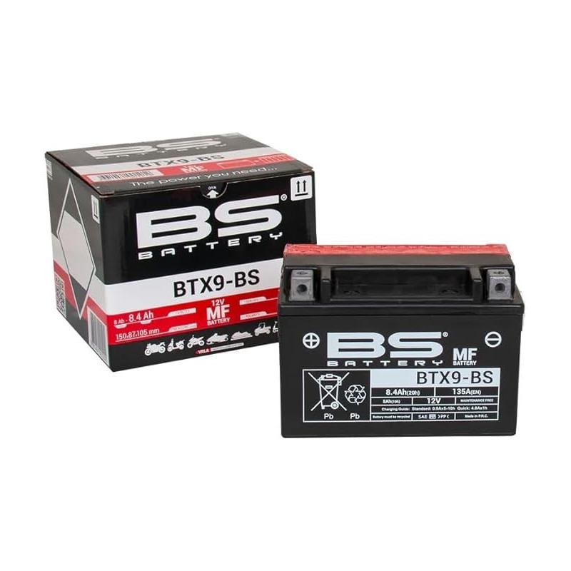 Batterie sans entretien GS BTX9-BS VRLA (Valve Regulated Lead Acid)