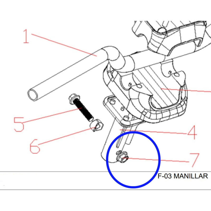 Tuerca Fijacion Tornillo Manillar (M10×1.25×45) ECOOTER E1S