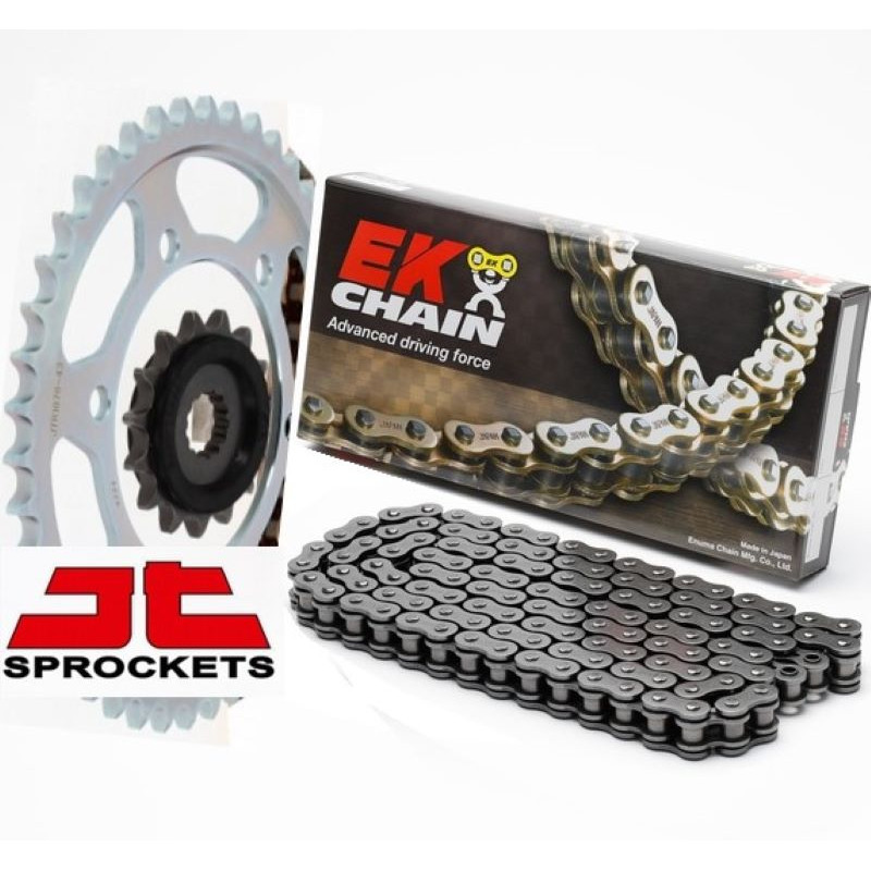 Kit de Cadena JT + EK Chain 525 SRX2-Retenes QX-Ring Remache - Yamaha MT-07 Color Acero