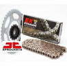 Kit chaîne JT + EK Chain 525 SRX2 (joints QX-Ring) à riveter - Yamaha MT-07 - Couleur Or
