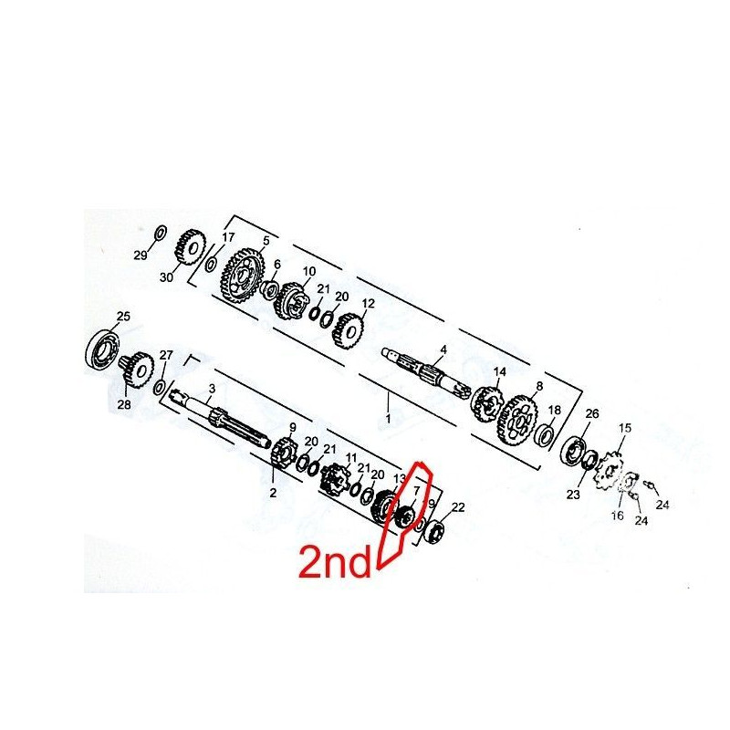 Pignon 2 Arbre Primaire (17T)  244FMI Bicilindre (Jinlun JL125-11)