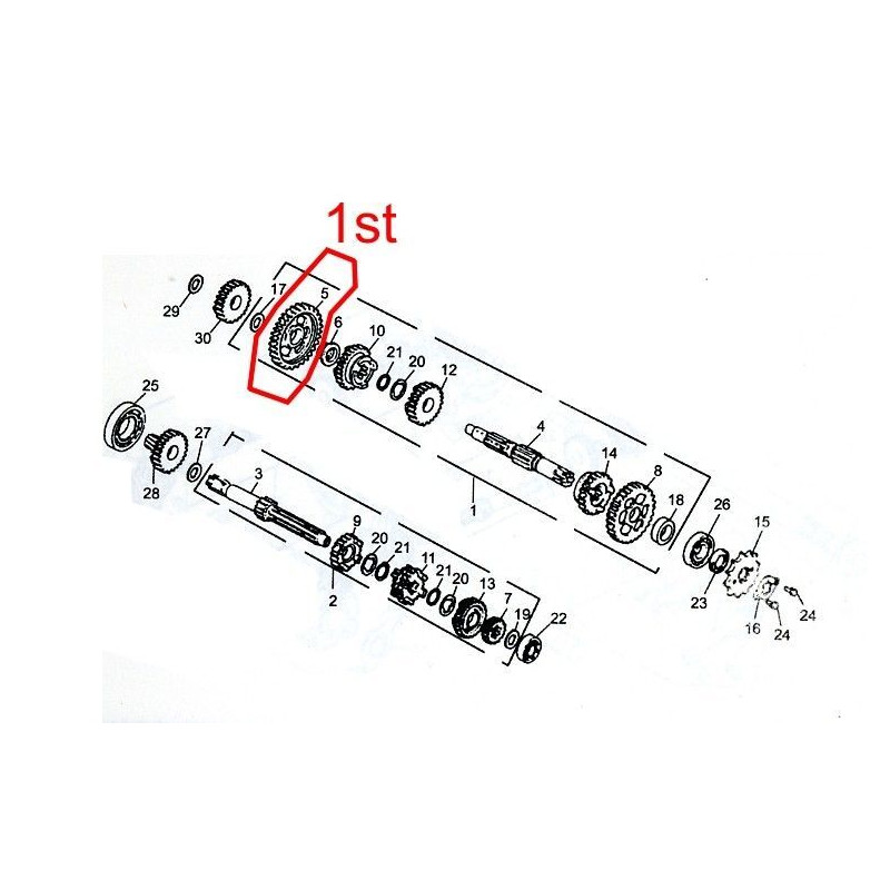 Gear 1st  Pinion CounterShaft (36T) 244FMI engine (Jinlun JL125-11)
