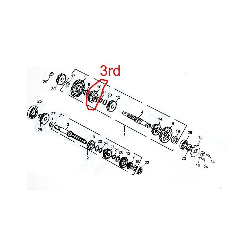 Gear 3rd  Pinion CounterShaft (29T) 244FMI engine (Jinlun JL125-11)