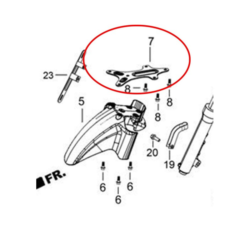 Pletine support Gardeboue Avant (Cargo125)